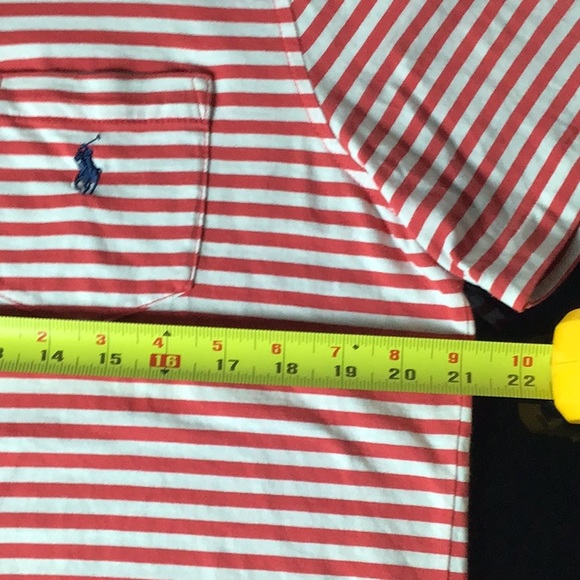 🔅SALE🔅Ralph Lauren Polo shirt, Classic Med. Red/white stripes, breast pocket. - Picture 5 of 6